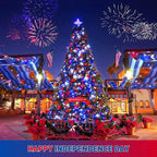 JMEXSUSS 200 LED 66ft Red White and Blue Lights Outdoor, Expandable Waterproof 4th of July Lights, 8 Modes Patriotic String Lights Plug in for 4th of July Tree Independence Day Indoor Decorations