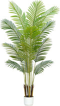 5FT Faux Palm Tree Indoor with White Pot, Realistic Leaves, 12 Trunks and Adjustable Branches, Tall Artificial Plant for Living Room Office Bedroom Aesthetic Decor