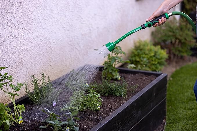 Rain Bird TCNZLWAND16 16" Watering Wand Garden Hose Nozzle, Thumb Control, Carbon Fiber Texture, Shower Spray Pattern
