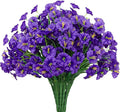 15 Bundles Artificial Flowers UV Resistant Outdoor Plants No Fade Faux Plastic Shrubs Fake Silk Flowers Window Box Garden Porch Home Decoration (Morning Glory Purple)