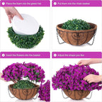 Artificial Fake Hanging Flowers Plants Basket for Outdoors Spring Summer Decor, Faux Silk Bougainvillea in Planter Look Real UV Resistant Faux Flower for Outside Porch Patio Garden Home Decor, Purple