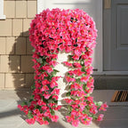 ATTGREAT Artificial Bougainvillea for Outdoors Faux Plants UV Resistant Flowers Fake Plastic Plants Realistic Silk Flowers for Porch Planter Garden Outside Hanging Decoration, 2Pcs (Rose Red)