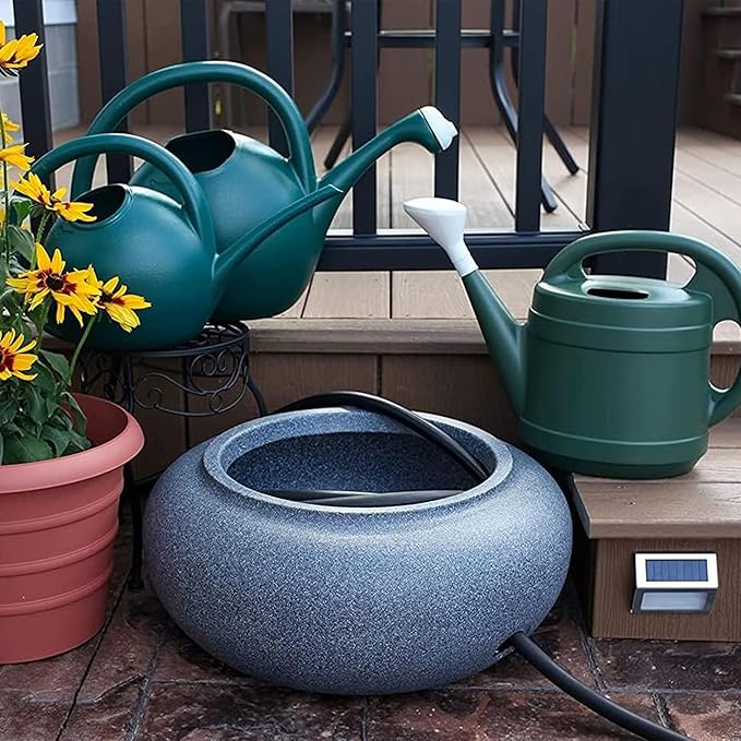 Standard Watering Can - Plant Watering Can - Small Plastic Garden Water Pot for Indoor Outdoor Plants Flowers by The HC Companies, 2 Gallon, Cool Gray