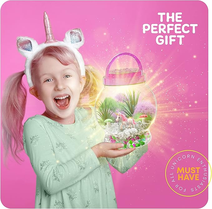 Dan&Darci Light-Up Unicorn Terrarium Kit for Kids - Kid Birthday Gifts - Best Unicorn Toys & Activities Kits Presents - Arts & Crafts for Girls & Boys Age 4 5 6 7 8-12 Year Old Girl Gift