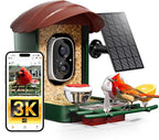HEAPETS Bird Feeder with Camera Solar Powered, 3K HD Video, AI Bird Recognition, Auto Capture with Instant Notifications, IP65 Weatherproof, Gifts for Fathers Day, Brown