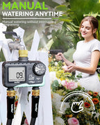 RAINPOINT 2 Zone Sprinkler Timer with Brass Inlet and Outlet - Water Timer for Garden Hose with Rain Delay/Manual Watering/Automatic Irrigation Controller System - Water Hose Timer for Yard Lawn