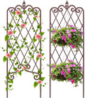 AMAGABELI GARDEN & HOME 2 Pack 47” x 16” Metal Garden Trellis for Climbing Plants Outdoor Trellis for Climbing Roses Vines Vegetables Metal for Ivy Cucumbers Brown