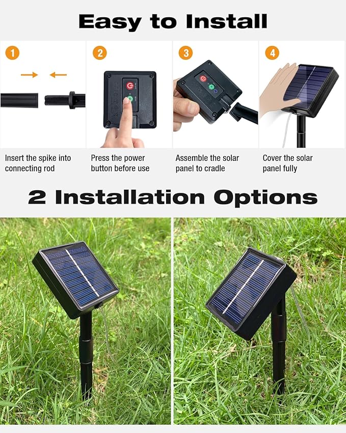 btfarm 2 Pack Solar String Lights Outdoor - Total 66FT 200LED Solar Fairy Lights Outside Waterproof 8 Modes, Copper Wire Solar Powered Twinkle Light for Garden Tree Christmas Wedding Party,Warm White