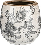 SiliFine Vintage Ceramic Flower Pot with Ice Crackle Rustic Planter with Drainage Holes for Indoor and Outdoor Decor Home Living Room Garden Decor Gardening Gift (Rustic Grey Style)