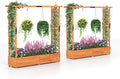 HAPPYGRILL Raised Garden Bed with Trellis, Freestanding Wood Planter Box w/Hanging Roof & Drainage Holes for Vine, Climbing Plants, Flowers, Outdoor Planter with Trellis for Garden, Patio, Yard (2)