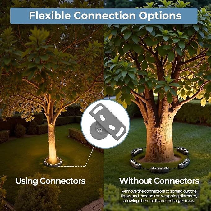 Gardencoin Outdoor Ring Tree Lights, 72W LED Landscape Uplighting for Trees, 3000K Warm White, Low Voltage IP65 Waterproof, 15.35" Inner Diameter, DC24V Driver Included, 10080 Lumens, Set of 6