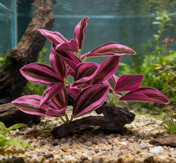M2cbridge Fish Tank Plastic Soft Grass Artificial Betta Water Plants Decoration Goldfish Hide 2pcs (Purple)