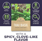 Organic Thai Basil Seeds – Seed Packet of Over 440 Open Pollinated Non-GMO Seeds – Sweet Yards Seed Co.