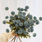 12Pcs Fake Kiku Flowers, Artificial Small Chrysanthemum Balls with Stems, Faux Silk Mini Pompon Mums for Vase Floral Arrangement DIY Bouquets Wedding Party Table Centerpieces Home Decor (No Vase)