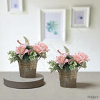 Hosley Set of 6 Metal Vases with Zinc Finish 5" Dia x 5" H Ideal Gift for Wedding Special Occasion Home Office Dried Floral Arrangements
