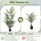 6FT Tall Artificial Palm Trees, Potted Plant (2 Pack) Tropical Areca Palm, UV Resistant Indoor/Outdoor Fake Plant in Black Cement Pot, Realistic Decor for Patio, Living Room, Office