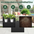 Metal Tall Planter 30" L x 10" W x 26" H, Long Rectangular Planter Box with Drainage Holes & Removable Shelf – Heavy Duty Steel Planter for Tall Plants, Flowers or Shrubs