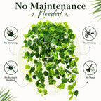 36" Faux Hanging Ivy Plant in Minimalist White Pot, Fake Pothos Artificial Hanging Plant with 168 Lush Leaves & Pebble Topping, Fake Greenery for Shelf Bathroom Office Decor, 1 Pack
