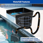 NFESOLAR Pond Waterfall Spillway Kit, Includes Waterfall Box, Filter Media, 1200GPH Water Pump and 10 FT Corrugated Tubing, for Ponds and Streams up to 3,000 Gallons N4332