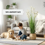 Ttranewsoo Artificial Tall Grass Plants with Pots 47“ 1 Pack Lily of The Valley Artificial Grass Home Interior Decorating and Outdoor Garden Decorations（White）