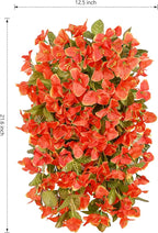 HyeFlora Bougainvillea Artificial Hanging Flowers Plants for Outdoors Decoration, 2pcs Faux Bougainvillea Vines Orange Fake Flowers Realistic UV Resistant Silk Flowers for Outside Planter Yard Porch
