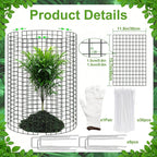 3 Pcs Plant Protector from Animals 12x16 Inch Metal Wire Mesh Garden Plant Cages for Gardening Supplies – Garden Plant Protectors with 30 Cable Ties, 9 Stakes & Gloves