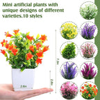 10 Pack Small Fake Plants Mini Artificial Fake Potted Indoor Plastic Artificial Plants Aesthetic Eucalyptus Greenery Decor for Office Shelves Living Room Bathroom Bedroom