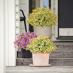 ATTGREAT Artificial Flowers Outdoor Faux Plants UV Resistant Fake Patio Flowers Plastic Greenery Plnats Outside Bulk for Spring Garden Hanging Planter Home Vase Decor, 12 Bundles (Yellow)