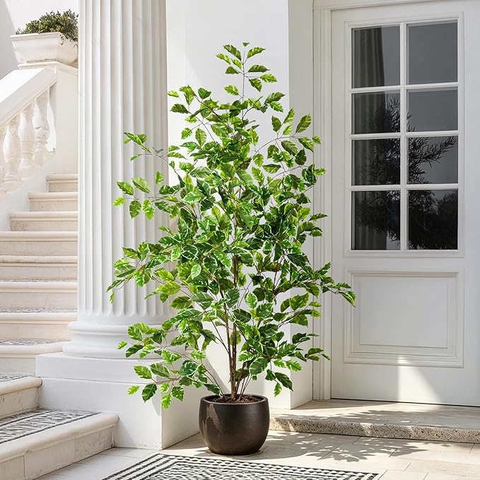 Bailikang Artificial Ficus Tree Indoor 4ft, Large Potted Faux Tree with Realistic Silk Leaves & Trunk for Home Office, Living Room Corner Decor
