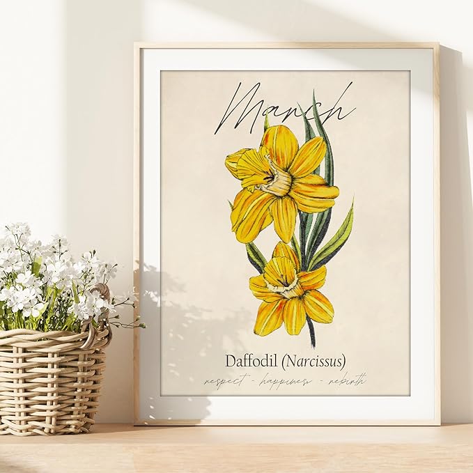 March Birth Flower Art Print - 11x14 (Unframed) | Capturing the Splendor of the March Birth Flower | Decor Accent for Birthdays and Special Occasions | Living Room Decor | Modern Home Decor