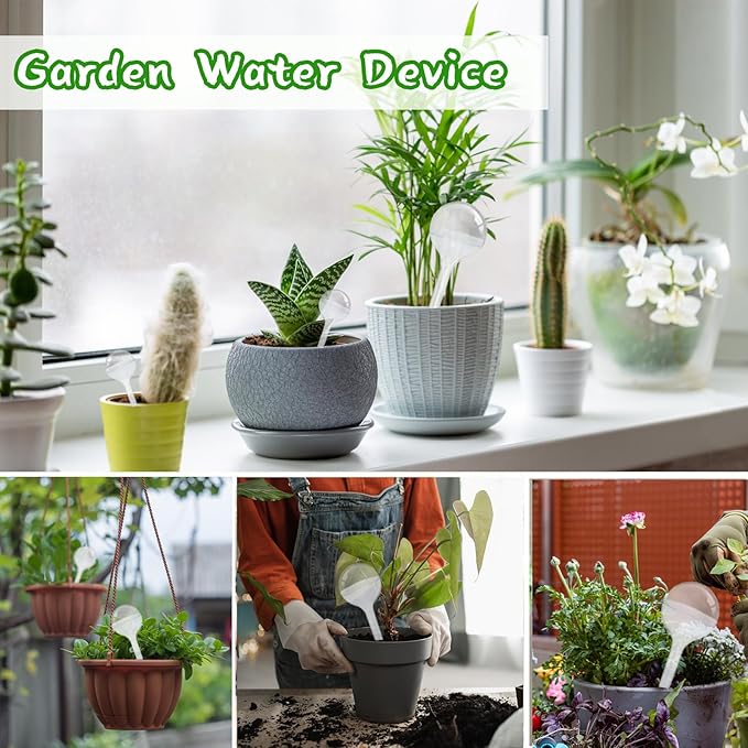Pynqdfu 14 PCS Plant Watering Globes,Clear Self-Watering Bulbs,Plastic Automatic Watering Globes for Plant Indoor Outdoor,Garden Water Device