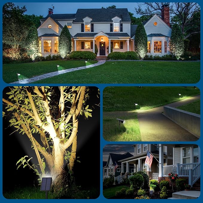 WENATY 12Pack Solar Spot Lights Outdoor, Solar Lights Outdoor Waterproof with 4 Light Mode 2-in-1 Landscape Spotlights Solar Powered Yard Garden Outside Flood Light for House Pathway Tree (Cool White)