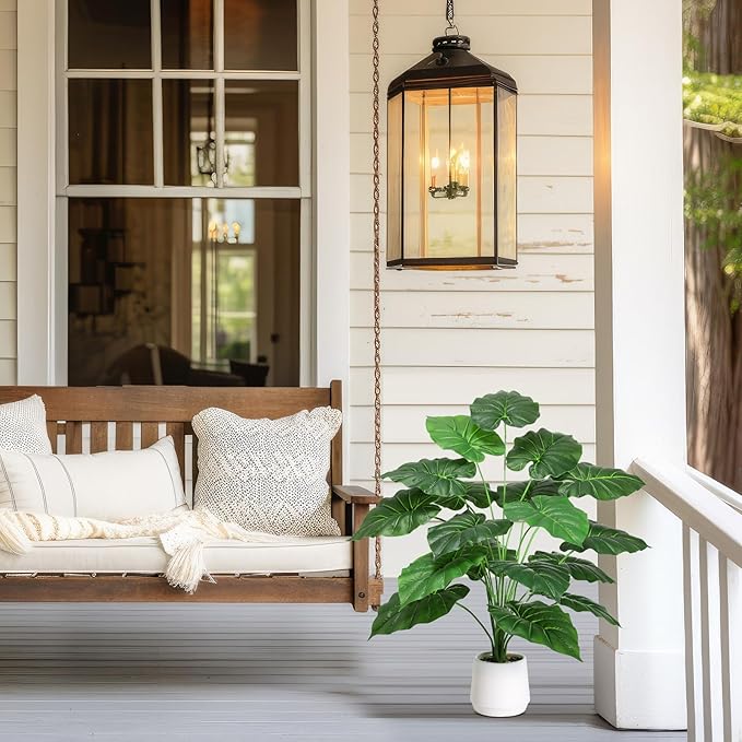 28'' Fake Plants Large Artificial Tropical Plants Indoor Tall Plant, with White Planter Ideal, for Home Living Rooms, Patios, Porches, Bathrooms, and Outdoor Decor