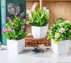 Der Rose 4 Pack Small Fake Flowers Plants Spring Decorations for Centerpiece Table Decorations Desk Home Bathroom Office Decor