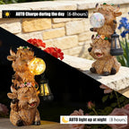 Joint Honglin Solar Highland Cow Garden Statue with LED Lights, Cute Resin Outdoor Decor with Glowing Lantern & Light-Up Bubble, Waterproof Solar Yard Ornament for Lawn, Patio & Garden (Brown Cow)