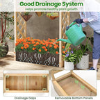 Giantex Set of 2 Raised Garden Bed with Sided Trellis & Hanging Roof, Wood Planter Box, Freestanding Garden Planter Raised Bed for Flowers Herbs Climbing Vines 44”x14”x45” (L x W x H)