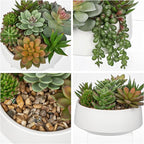 DILATATA Artificial Succulent Plants in Pot 5.5 Inch Fake Succulents Arrangement Potted Plant in White Ceramic Planter Bowl for Home Office Desk Shelf Living Room Bedroom Bathroom Decor