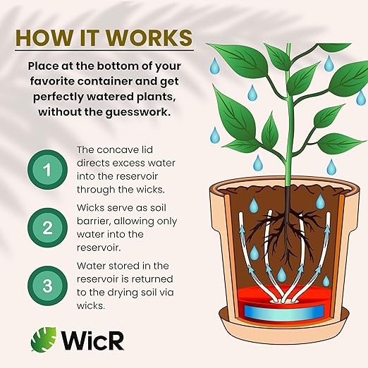 Self-Watering Planter Insert for Houseplants, Flower Pots and Hanging Baskets – Bottom Watering Reservoir with Wicking System – Prevents Over & Under Watering and Root Rot – Indoor/Outdoor – USA Made