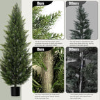 Outdoor Artificial Cedar Topiary Tree, Faux Evergreen Shrubs for Front Porch Decor, Lifelike Fake Bushes Plants for Home Living Room Front Door Decor (1, 6ft)