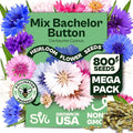 SVI 800 Bachelor Button Seeds for Planting (Centaurea cyanus) – Cornflower, Wildflower Mix Seed Packets – Heirloom Flower Seeds to Plant Outside in Garden, Borders, and Containers