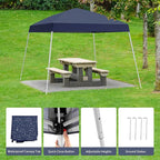 Canopy Tent, 10X10 FT Pop Up Canopy Outdoor Instant Tent Slant Legs with Carrying Bag, Portable Gazebo Shelter for Patio Deck Garden and Beach - 8X8 FT Canopy Cover (Dark Blue)