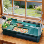 Turtle Tank Kit with 3-Stage Filter, Basking Platform & Heat Lamp - Complete Turtle Aquarium Habitat for Water Turtles, Enclosure or Hermit Crab Tank, Easy Drain Starter Kit Green, 25.9Inch