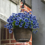 21 Bundles Artificial Outdoor UV Resistant Flowers No Fade Fake Outside Flowers Plastic Greenery Faux Shrubs Garden Porch Window Box Home Decoration(Blue)