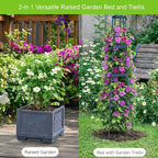 2PCS Rolling Raised Garden Bed Tomato Planter with Trellis, 57" Self-Watering Tomato Cage Planters Box for Climbing Plants Vegetable Flower Patio Garden Balcony Outdoor & Indoor (with Wheels)