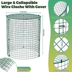 6 Pack Garden Plant Protectors from Animals with Stakes, Metal Mesh and Detachable Covers Wire Plant Cage for Keeping Bunny Animals Out, Chicken Wire Cover Garden Protect (12 * 13 in)