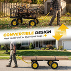 Sekey 1600 lbs Heavy Duty Steel Garden Cart for Farm & Construction, 12 Cu.Ft. Extra-Large Utility Wagon with Removable Sides, 2-in-1 Towable Handle, 13" Rubber Tires, Black