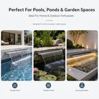 Stainless Steel Pool Fountain Waterfall Sheer Descent, 47.2 Inches Spillway for Swimming Pool, Outdoor Garden Pond, Patio & Backyard Water Feature Decoration(47.2")