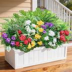 30 Bundles Artificial Plants Outdoor, UV Resistant Faux Greenery Stems with Flowers Shrubs for Planters Front Porch Outside Garden Window Box Patio Yard Decor