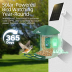 Smart Bird Feeder with 4MP HD Camera, Birdwatching Camera with Free AI Identify Birds & Solar Panel for Outdoors, Auto Video Capture & Instant Notifications,for Dad Granpa Birdlovers,Green