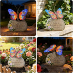 Solar LED Butterfly Garden Statue with Sparkling Light-Up Wings - Outdoor Yard Patio Decor Figurine, for Women Mom Grandma (Orange)